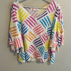 Emily Wonder 3/4 Bell Sleeve Top. Size 2X